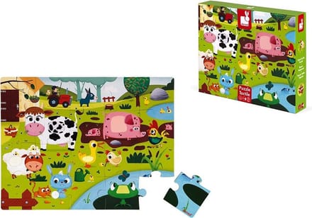 Janod - Voelpuzzel - Boerderijdieren - 20 Grote stuks