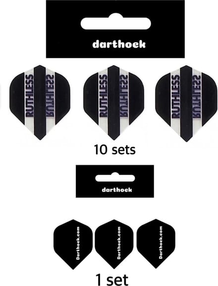 Darthoek| Flights | Ruthless | Zwart | 10 Sets | (30 stuks) | 1 set Darthoek flights