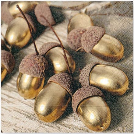 Paper+Design - lunch servetten 33x33cm - Golden Acorns - 20 stuks
