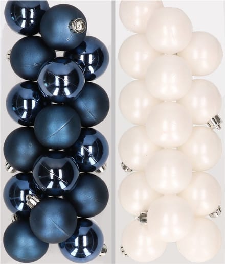 32x stuks kunststof kerstballen mix van donkergroen en wit 4 cm - Kerstversiering