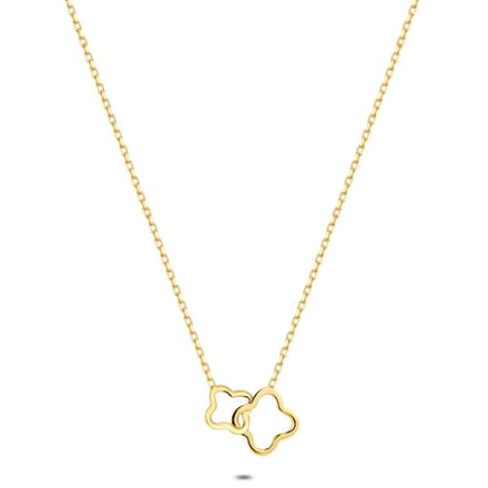 Twice As Nice Halsketting in 18kt verguld zilver, dubbele bloem 40cm