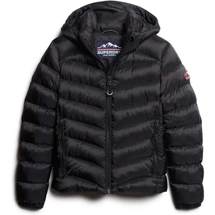 Superdry Hooded Fuji Padded Jacket Dames Jas - Black - Maat L