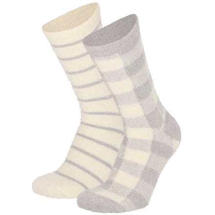 Apollo - Bedsokken dames - Grijs-Beige - One Size - Slaapsokken - Fluffy sokken - Warme sokken - Bedsokken - Fleece sokken