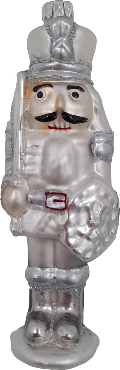 Diga Colmore kersthanger kerstsoldaat - Glanzend zilver - Glas - 2 stuks