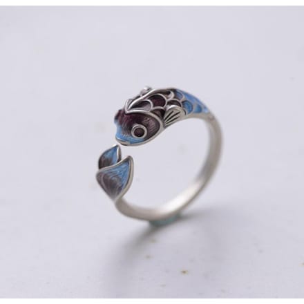 Eenvoudige Temperament Koi Ring, Emaille Creatief Ontwerp Verstelbare Ring, Dames Witte Gelukbrengende Sieraden resizable