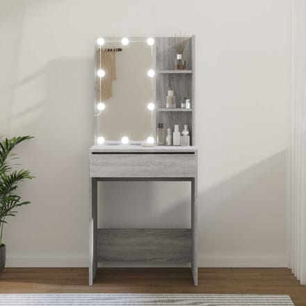 vidaXL - Kaptafel - met - LED-verlichting - 60x40x140 - cm - grijs - sonoma - eiken