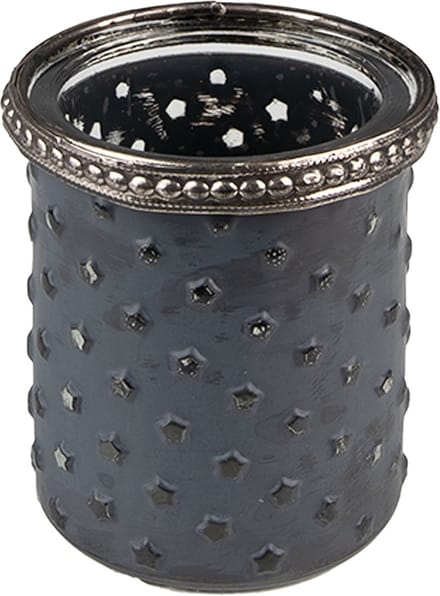 Clayre & Eef Theelichthouder Ø 6x7 cm Grijs Glas