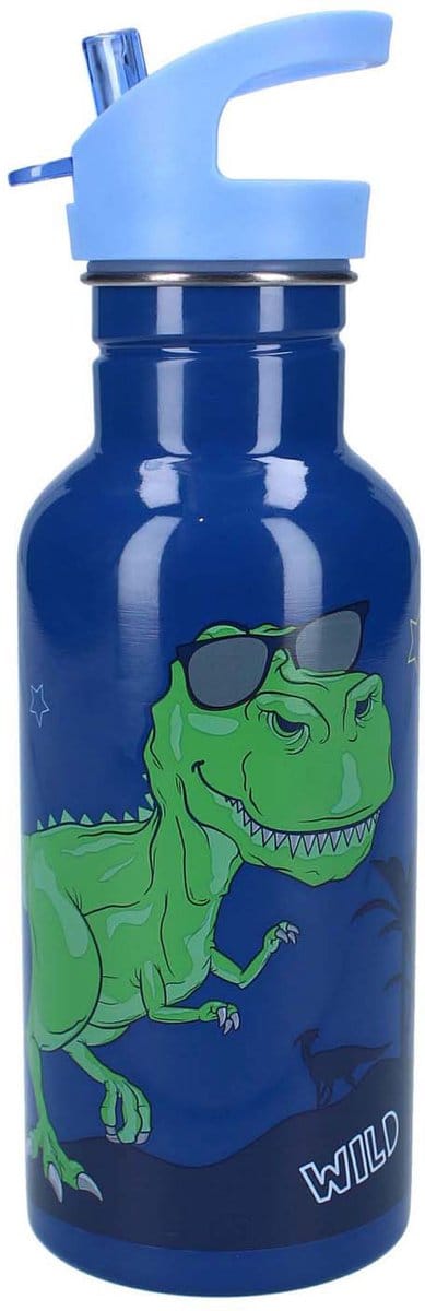 Vadobag Prêt Dino Drinkfles en Schoolbeker - Blauw - Stainless Steel - 500 ml