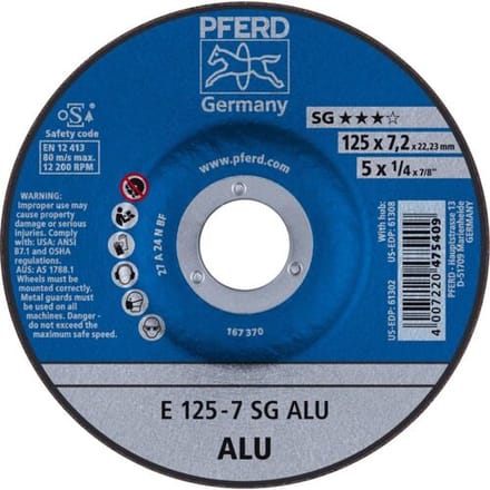 PFERD TOOLS 62212622 Sg Alu Afbraamschijf gebogen Diameter 125 mm Boordiameter 22.23 mm 10 stuk(s)