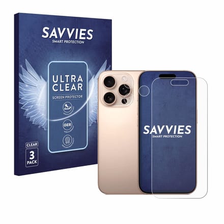 Savvies - Screenprotector voor Apple iPhone 16 Pro (Voor+Camera) - Folie Beschermfolie transparant 6 Stuks