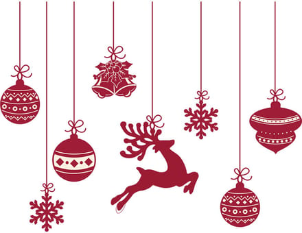 Kerststickers met herten en kerstballen - Kerststickers - feestversiering - 100x130cm