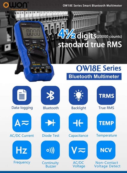 Digitale Multimeter True RMS Hoge Nauwkeurigheid met Draadloze Gegevenslogging en Auto-ranging