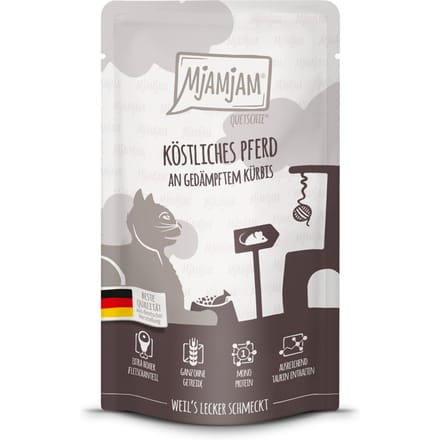 MjAMjAM Cat - Leckere Mahlzeiten Pouchbeutel 12x125g | Pferd & Kürbis