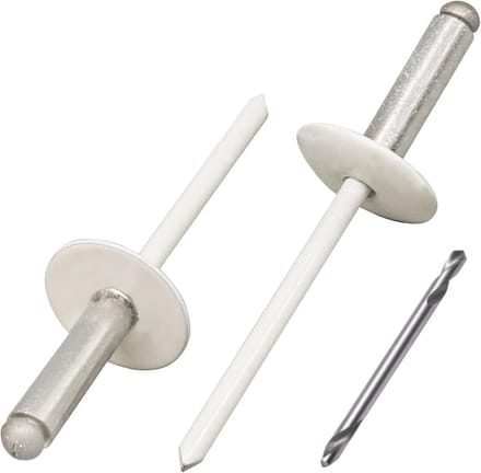 50x Grote Flens Blindklinknagels 4.8 x 20 mm Aluminium Wit Inclusief Boortje