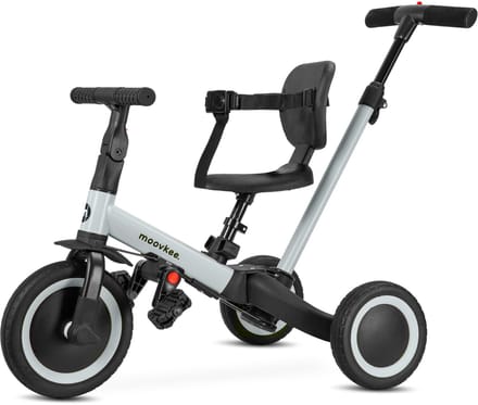 Driewieler met stuur 6in1 grijs - loopfiets vanaf 1 jaar - kinderfiets vanaf 1 jaar