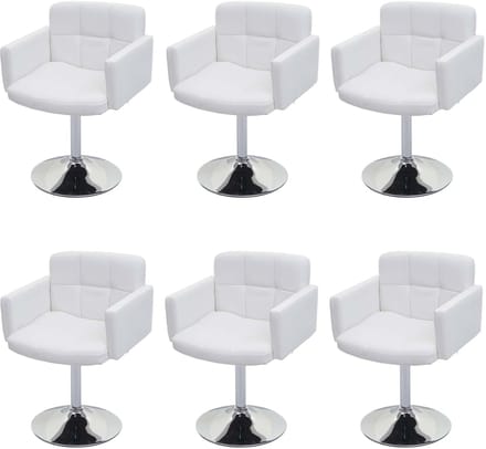 Set van 6 eetkamerstoelen Orlando, keukenstoel draaistoel, kunstleer chroom MVG-gecertificeerd ~ wit