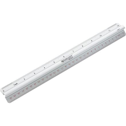 Westcott liniaal - 30cm - aluminium - met griplijst - cm/inch verdeling - AC-E10114