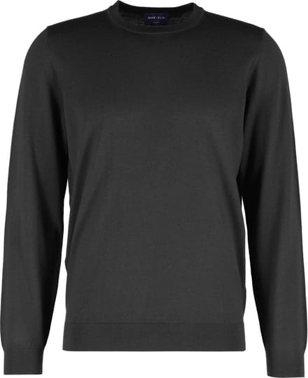 MARVELIS modern fit trui wol - O-hals - zwart