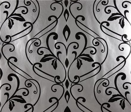 Dutch Wallcoverings Vliesbehang Damast - Zwart/zilver