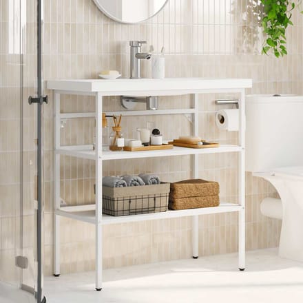 vidaXL - Wastafelframe - 79x38x83 - cm - ijzer - wit