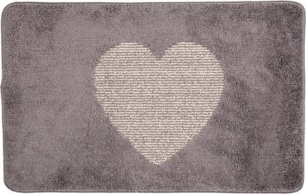 Clayre & Eef Badmat 78x48x1 cm Grijs Polyester Hart