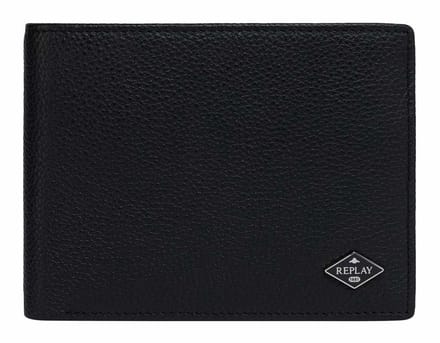 REPLAY Leren portemonnee Wallet Black zwart