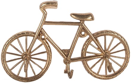 Clayre & Eef Wandkapstok 3 Haken Fiets 19x4x12 cm Goudkleurig Metaal