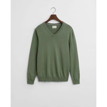 Gant Trui Classic Cotton V-Neck Kalamata Green / male