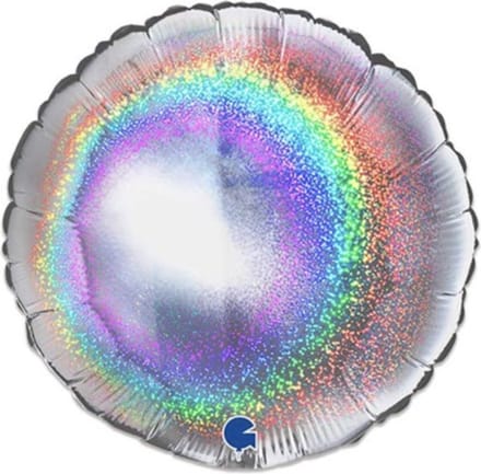 Folieballon rond glitter zilver (46cm)