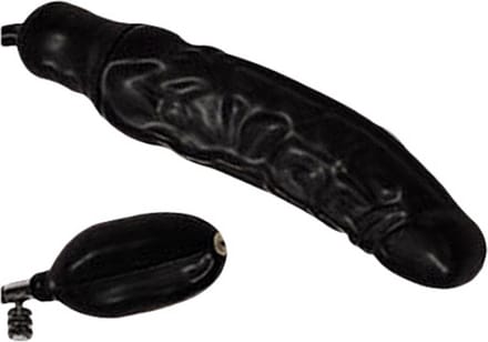 You2Toys – Opblaasbare Latex Dildo met Handpomp Geaderd en met Eikel – 23 cm – Zwart