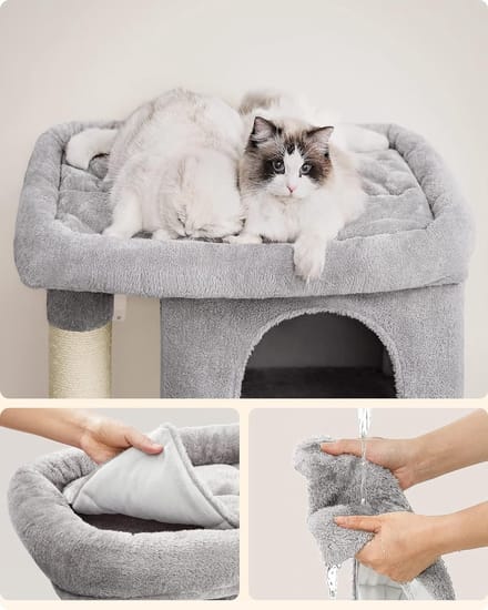 Kattenhuis - Met 2 grotten - Voor middelgrote katten - Grijs