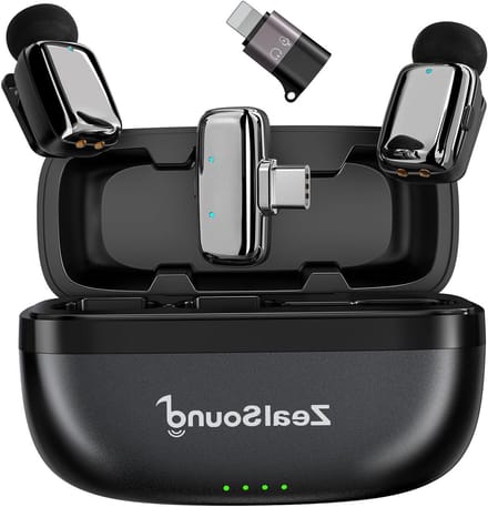 Draadloze clip-on microfoon voor heldere geluidsopnames, ideaal voor interviews en presentaties