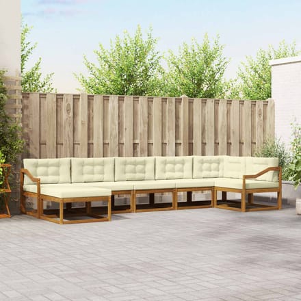 vidaXL - Buiten - bank - set - 7 - st - Natuurlijk - en - Crème