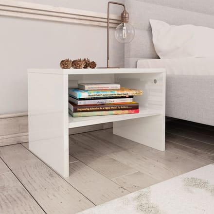 vidaXL - Nachtkastje - 40x30x30 - cm - bewerkt - hout - hoogglans - wit