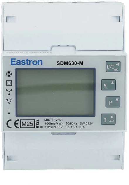 Eastron SDM630-M - 3-Fase kWh meter met Modbus (MID gekeurd) - 100A direct