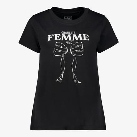TwoDay dames T-shirt met strik zwart - Maat S