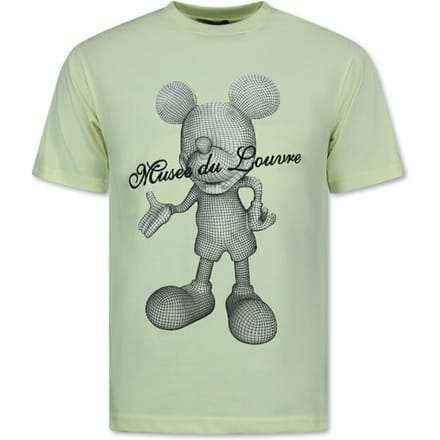 Heren Tshirt met Opdruk - Oversized T shirt Heren - Mouse - 699 - Geel