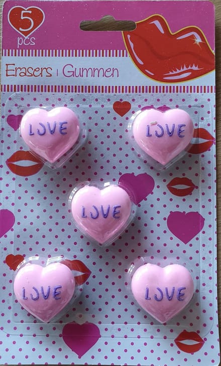 5 lippen gummen en 5 hartjes gummen - Cadeau Tip