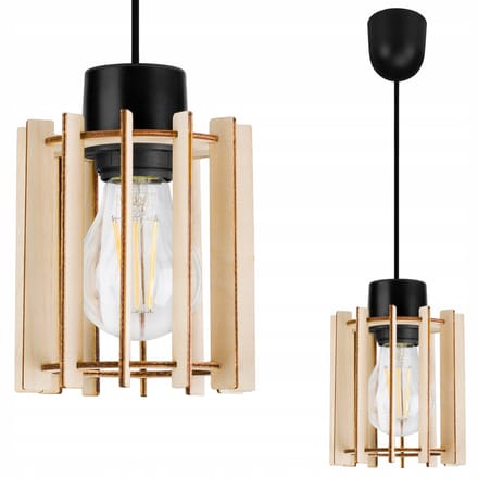 Moderne Houten Hanglamp Zwart/Hout E27 - Stijlvol en Uniek