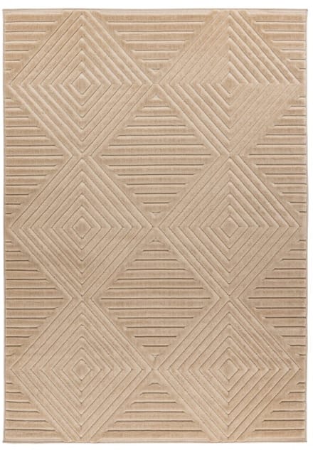 Japandi binnen- en buitenkleed Viva – beige met diamantvormig motief