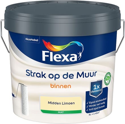 Flexa - Strak Op De Muur Binnen Mat - Midden Limoen - Mengverf - 5 L