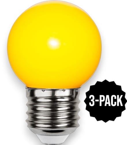 3-Pack | Prikkabel - Kogellamp - E27 - 1W - Geel