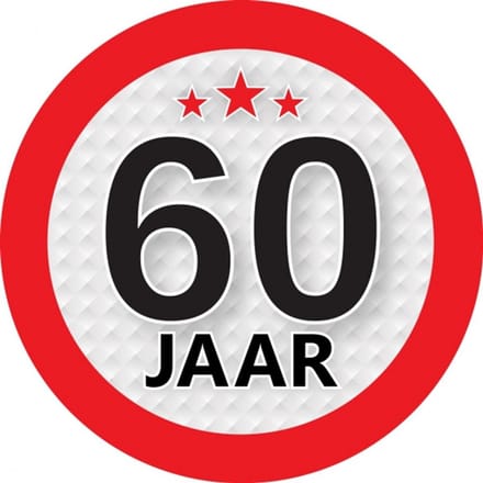60 jaar leeftijd sticker - rond - Dia 9 cm - 60 jaar verjaardag - jubileum - leeftijd versiering