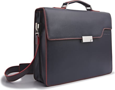 Evan Red Amsterdam Briefcase - Laptoptas - Navy Blauw - Leer
