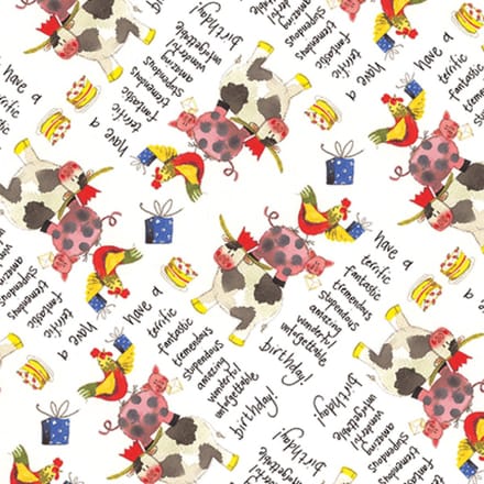 Alex Clark FARMYARD BIRTHDAY FOLDED GIFTWRAP - Cadeauverpakking met labels Boerderij