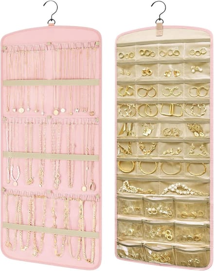 BOTC Sieraden Organizer - Opbergsysteem Tweezijdig - Sieraden Opbergers - Juwelendoos - Roze