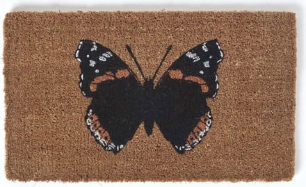 Homescapes - Antislip deurmat van kokosvezel vlinder admiraal