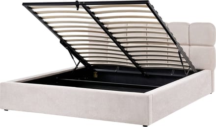 BASTON - Bed met opbergruimte - Lichtbeige - 160 x 200 cm - Polyester