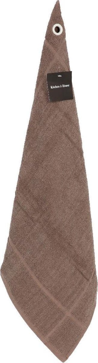 Set 3 Keukendoeken Katoen Taupe met Ring 50x50cm