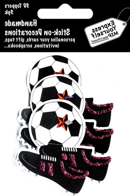 Voetbal Toppers - Zelfklevende Stickers - Kaarten Maken - 3D Ontwerp - 5x6 cm - Multicolor